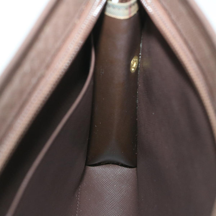 BurberrySs Nova Check Clutch Bag Nylon Canvas Brown Auth bs9091