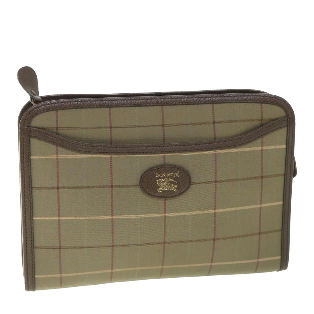BurberrySs Nova Check Clutch Bag Nylon Canvas Brown Auth bs9091