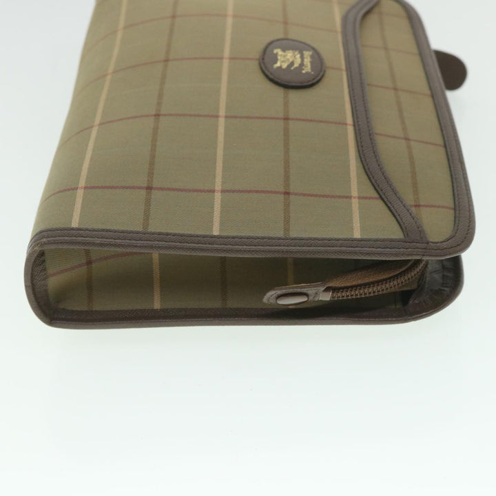BurberrySs Nova Check Clutch Bag Nylon Canvas Brown Auth bs9091