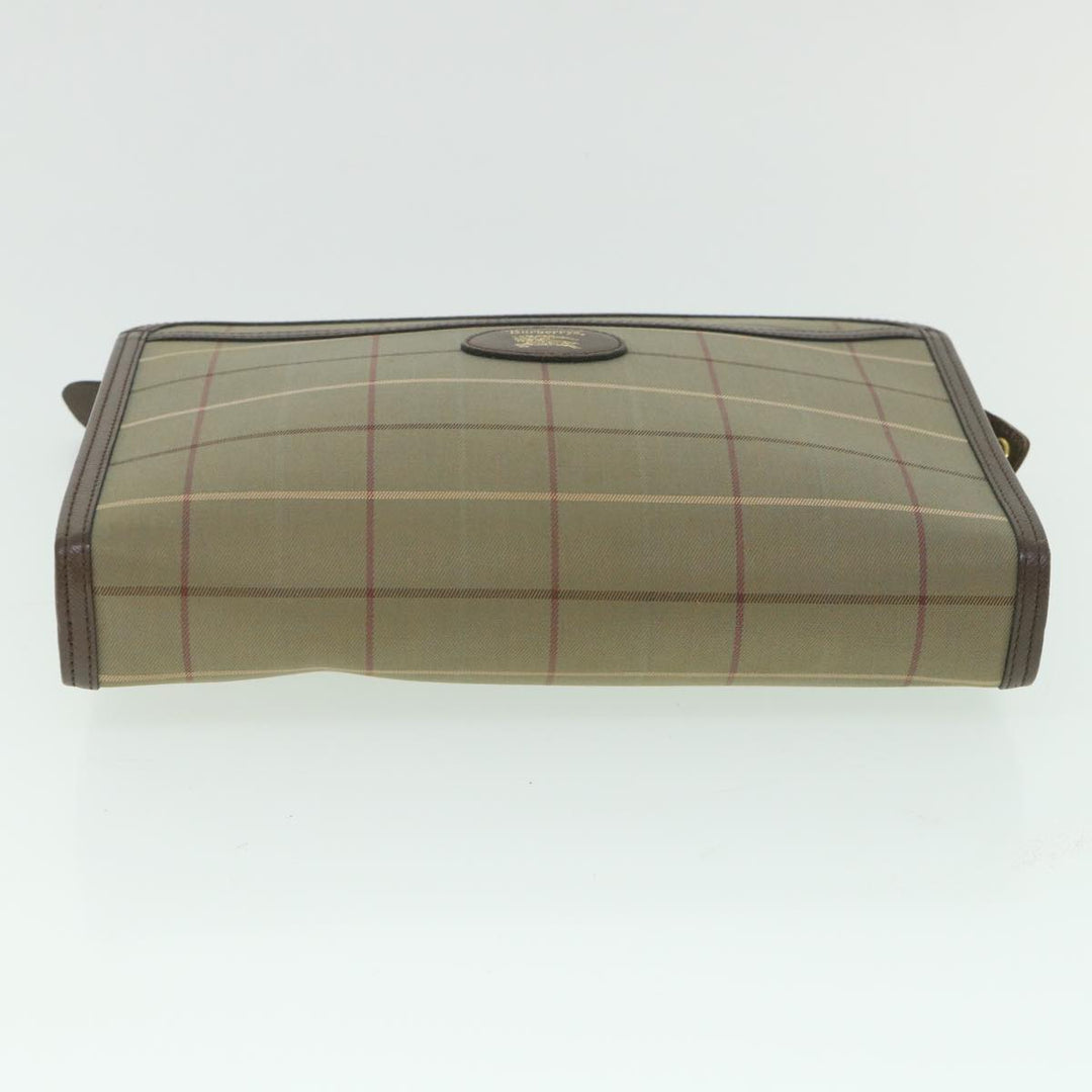 BurberrySs Nova Check Clutch Bag Nylon Canvas Brown Auth bs9091