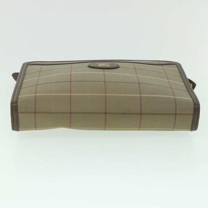 BurberrySs Nova Check Clutch Bag Nylon Canvas Brown Auth bs9091