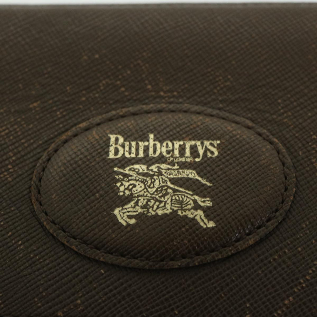 BurberrySs Nova Check Clutch Bag Nylon Canvas Brown Auth bs9092