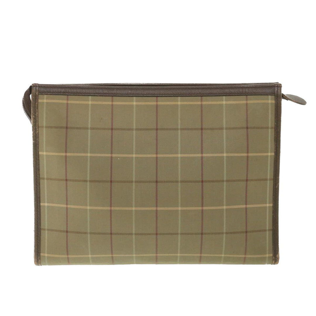 BurberrySs Nova Check Clutch Bag Nylon Canvas Brown Auth bs9092