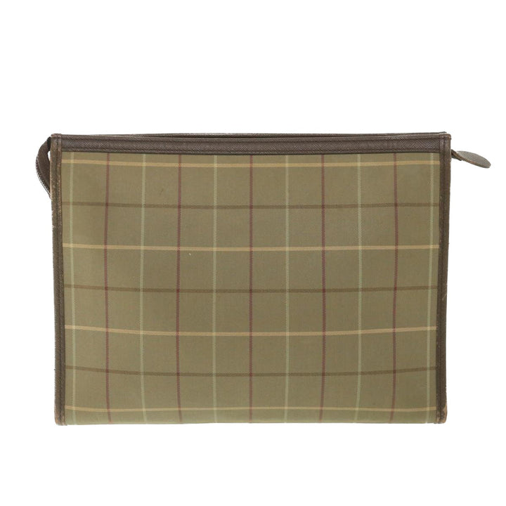 BurberrySs Nova Check Clutch Bag Nylon Canvas Brown Auth bs9092