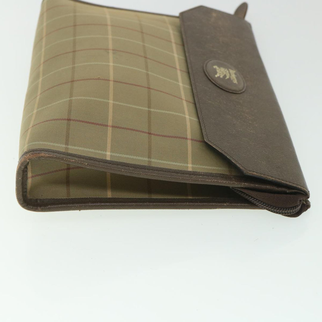 BurberrySs Nova Check Clutch Bag Nylon Canvas Brown Auth bs9092
