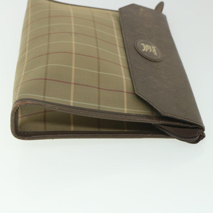 BurberrySs Nova Check Clutch Bag Nylon Canvas Brown Auth bs9092