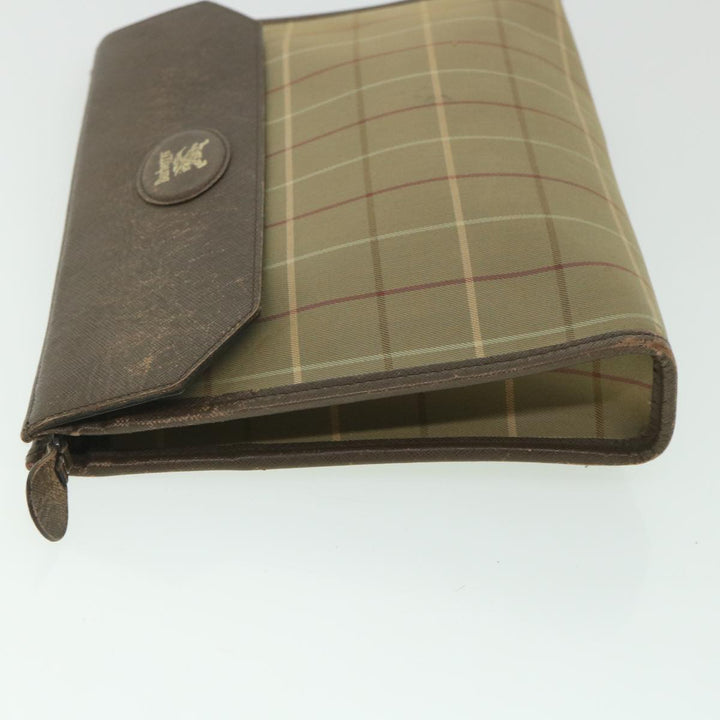 BurberrySs Nova Check Clutch Bag Nylon Canvas Brown Auth bs9092
