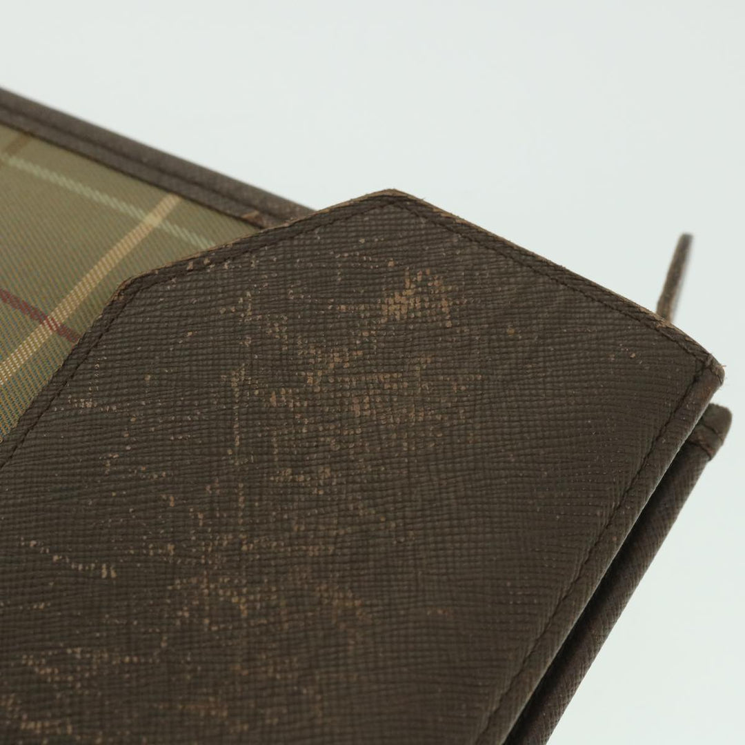 BurberrySs Nova Check Clutch Bag Nylon Canvas Brown Auth bs9092