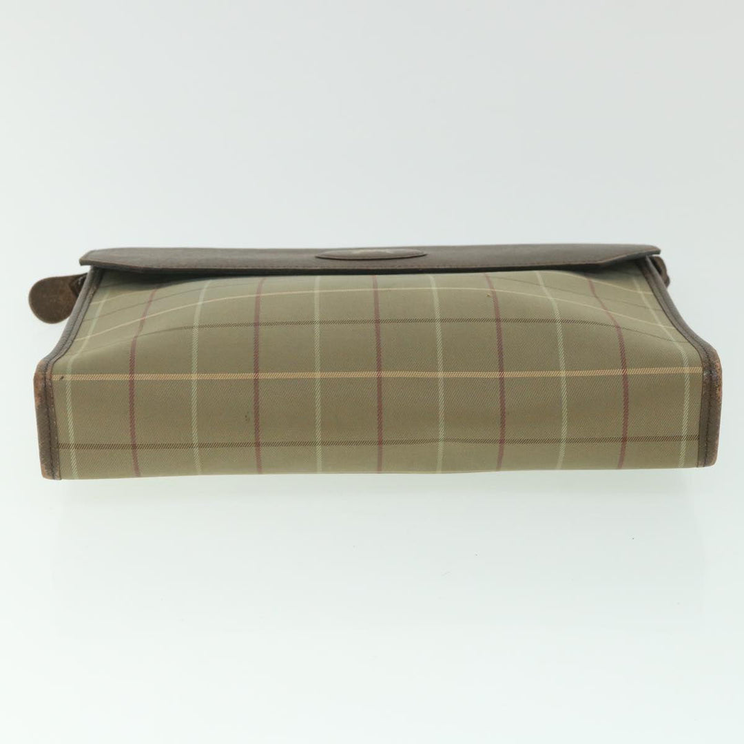 BurberrySs Nova Check Clutch Bag Nylon Canvas Brown Auth bs9092