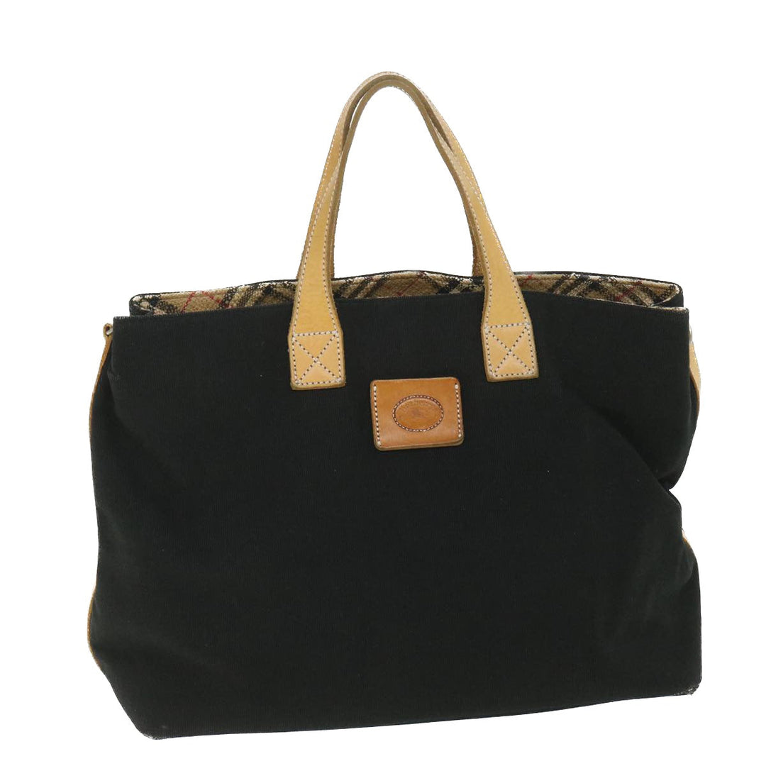 BurberrySs Blue Label Tote Bag Canvas Black Auth bs9105