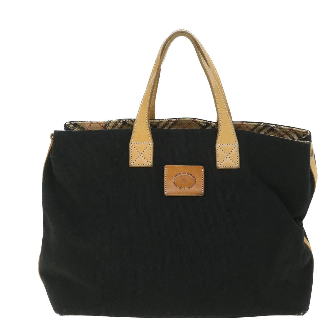 BurberrySs Blue Label Tote Bag Canvas Black Auth bs9105