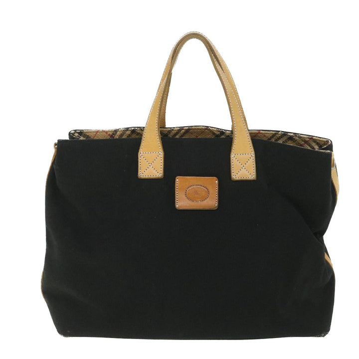 BurberrySs Blue Label Tote Bag Canvas Black Auth bs9105