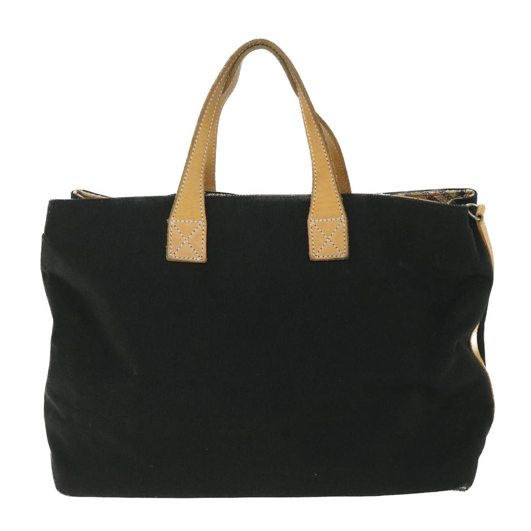 BurberrySs Blue Label Tote Bag Canvas Black Auth bs9105