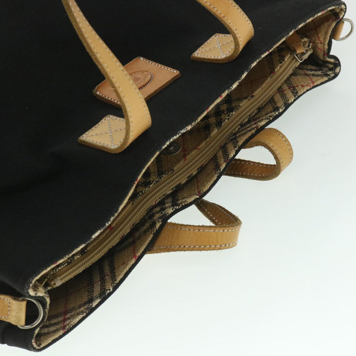 BurberrySs Blue Label Tote Bag Canvas Black Auth bs9105