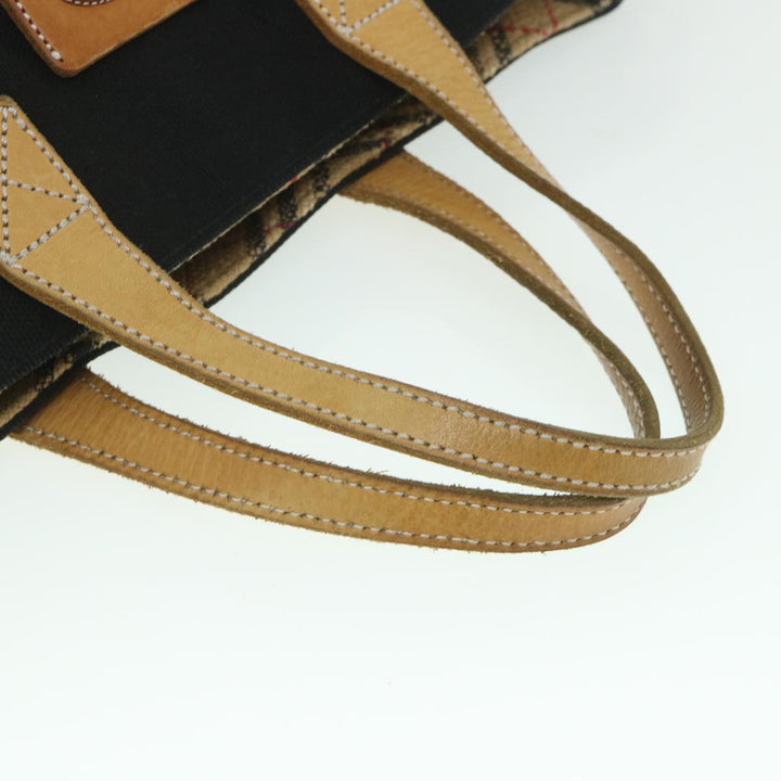 BurberrySs Blue Label Tote Bag Canvas Black Auth bs9105