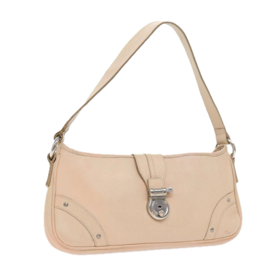 Top Quality Burberry Shoulder Bag Leather Beige T-04-02 Auth bs9232