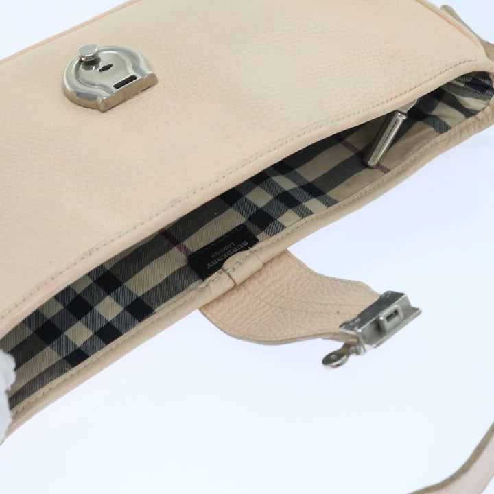 Top Quality Burberry Shoulder Bag Leather Beige T-04-02 Auth bs9232