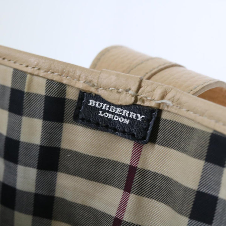 Top Quality Burberry Shoulder Bag Leather Beige T-04-02 Auth bs9232
