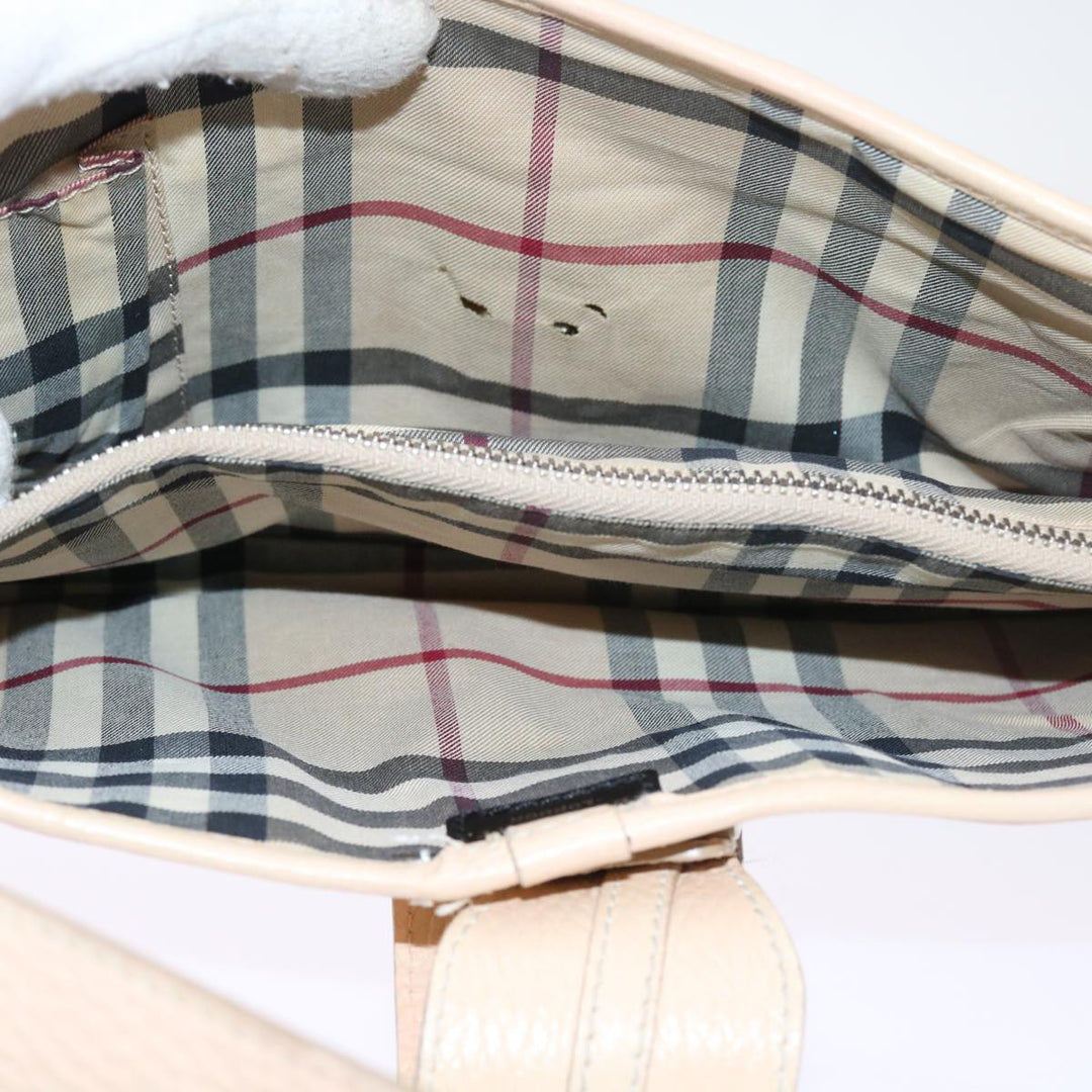 Top Quality Burberry Shoulder Bag Leather Beige T-04-02 Auth bs9232