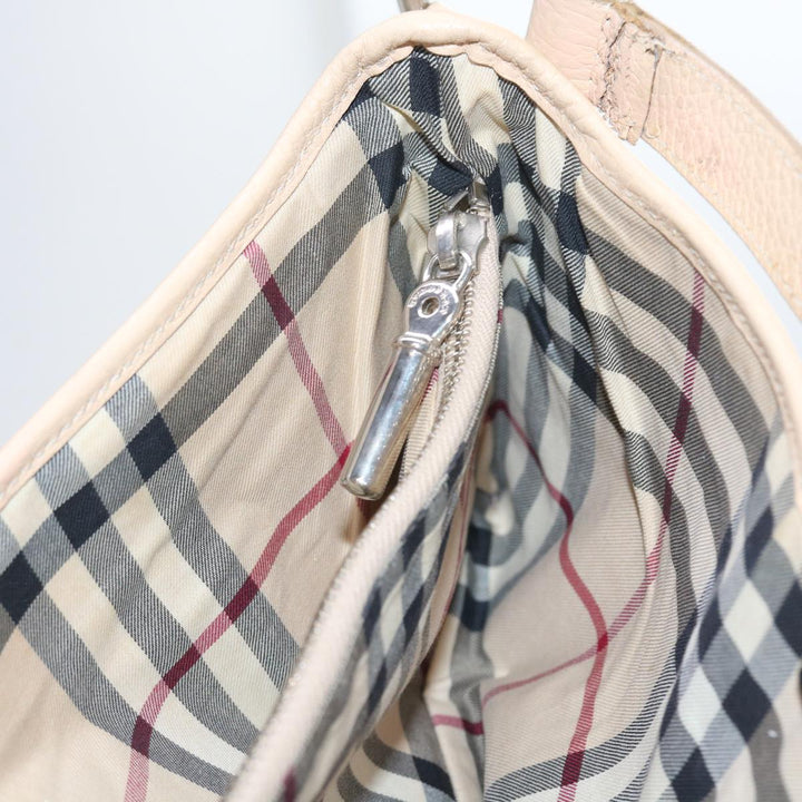 Top Quality Burberry Shoulder Bag Leather Beige T-04-02 Auth bs9232