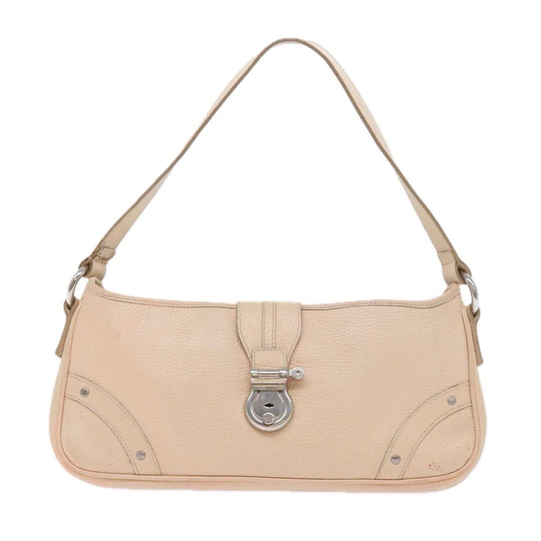 Top Quality Burberry Shoulder Bag Leather Beige T-04-02 Auth bs9232