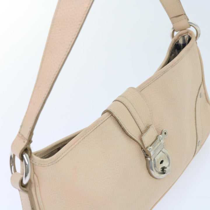 Top Quality Burberry Shoulder Bag Leather Beige T-04-02 Auth bs9232