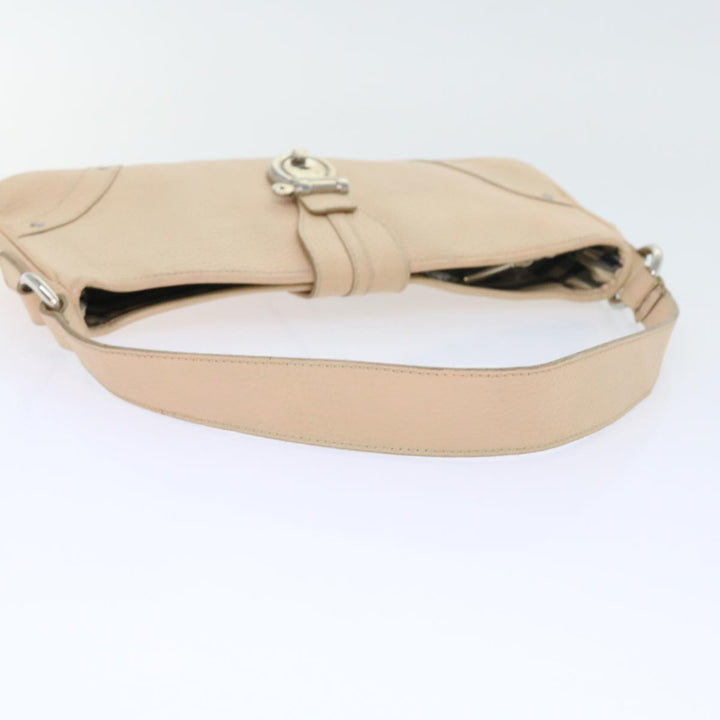 Burberry Shoulder Bag Leather Beige T-04-02 Auth bs9232