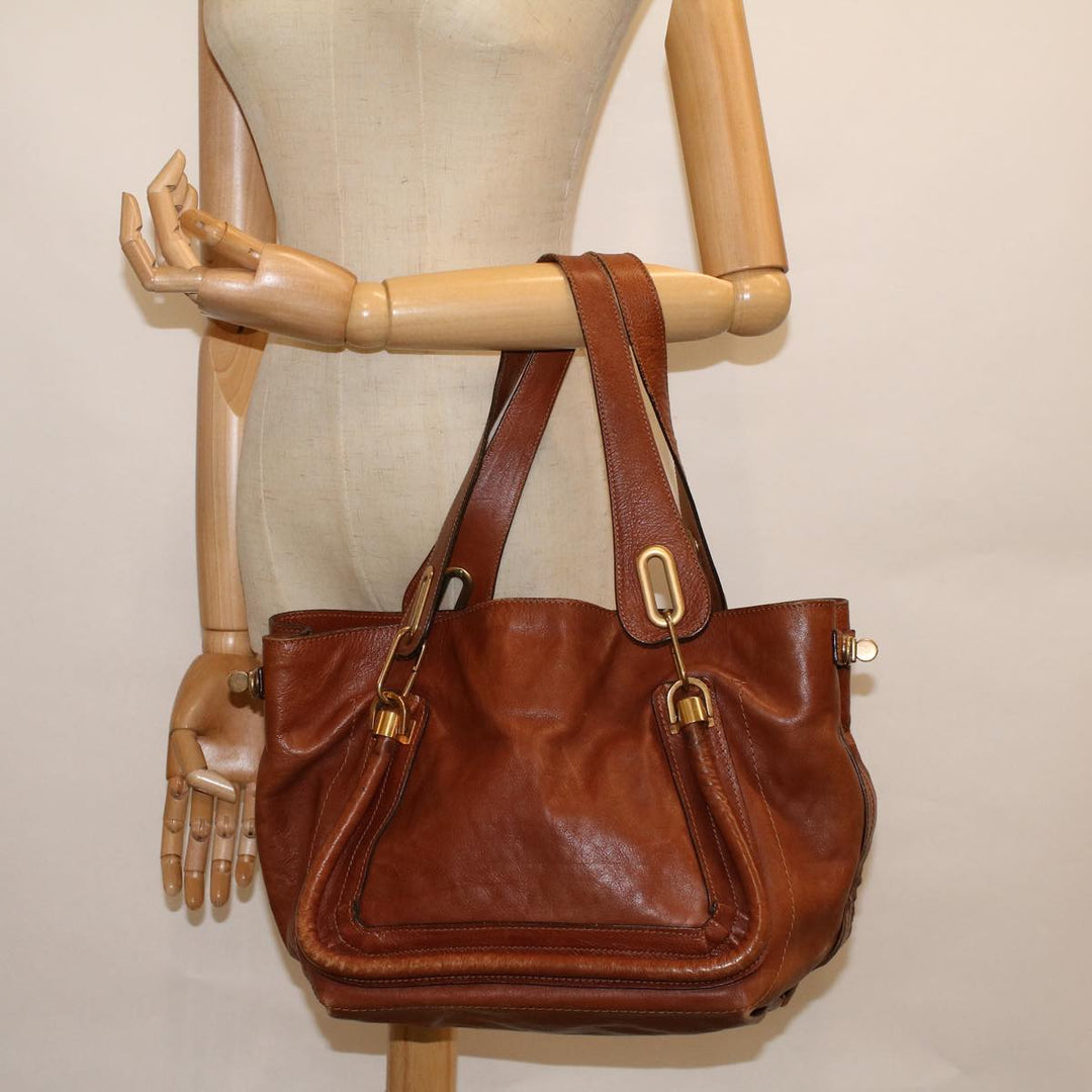 Chloe Paraty Shoulder Bag Leather Brown bs9254