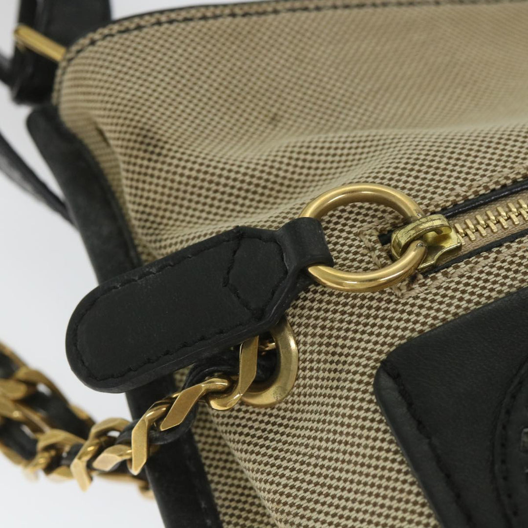 Chloe Harley Shoulder Bag Canvas Leather Beige Black bs9282