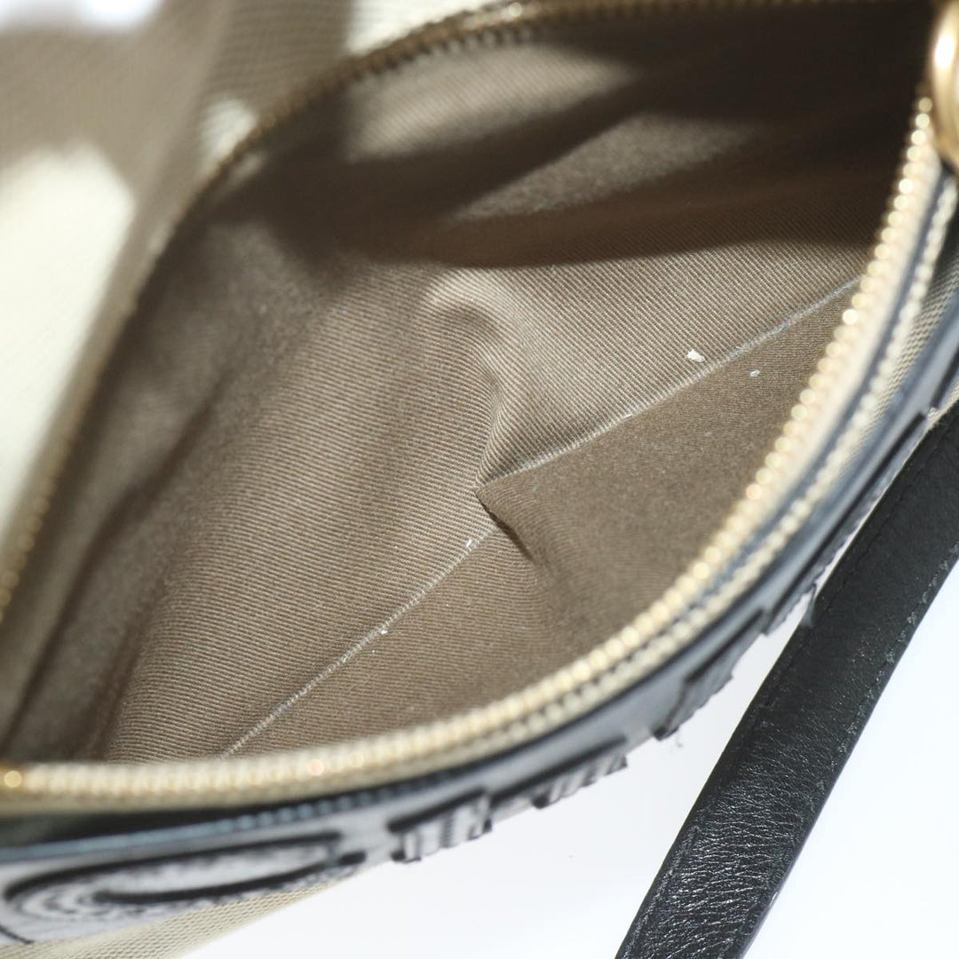 Chloe Harley Shoulder Bag Canvas Leather Beige Black bs9282