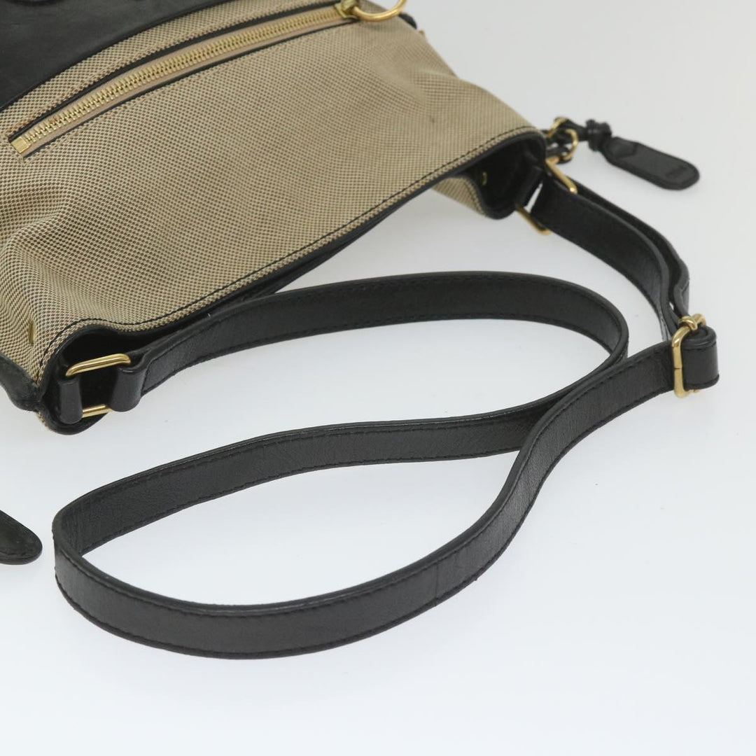 Chloe Harley Shoulder Bag Canvas Leather Beige Black bs9282