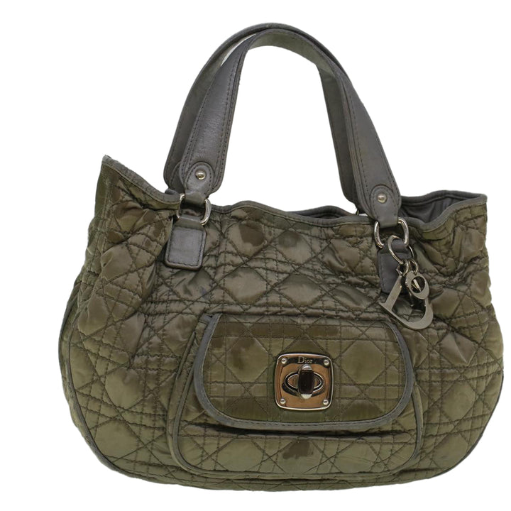 CHRISTIAN Top quality Dior Canage Hand Bag Nylon Gray Auth bs9378