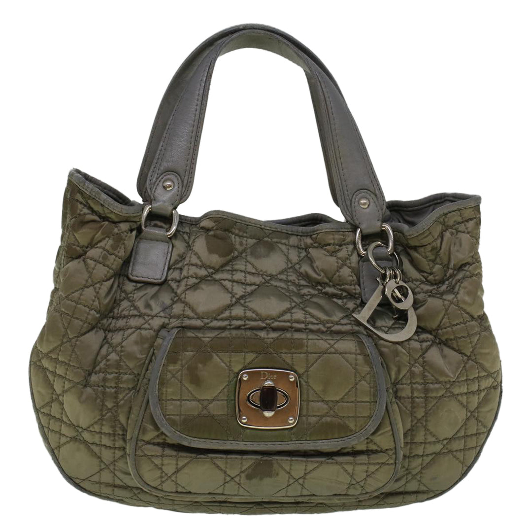 CHRISTIAN Top quality Dior Canage Hand Bag Nylon Gray Auth bs9378