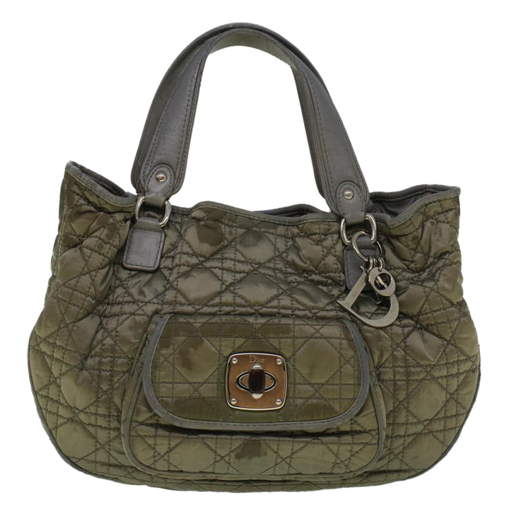 CHRISTIAN Top quality Dior Canage Hand Bag Nylon Gray Auth bs9378