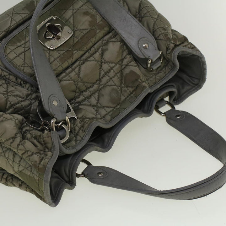 CHRISTIAN Top quality Dior Canage Hand Bag Nylon Gray Auth bs9378