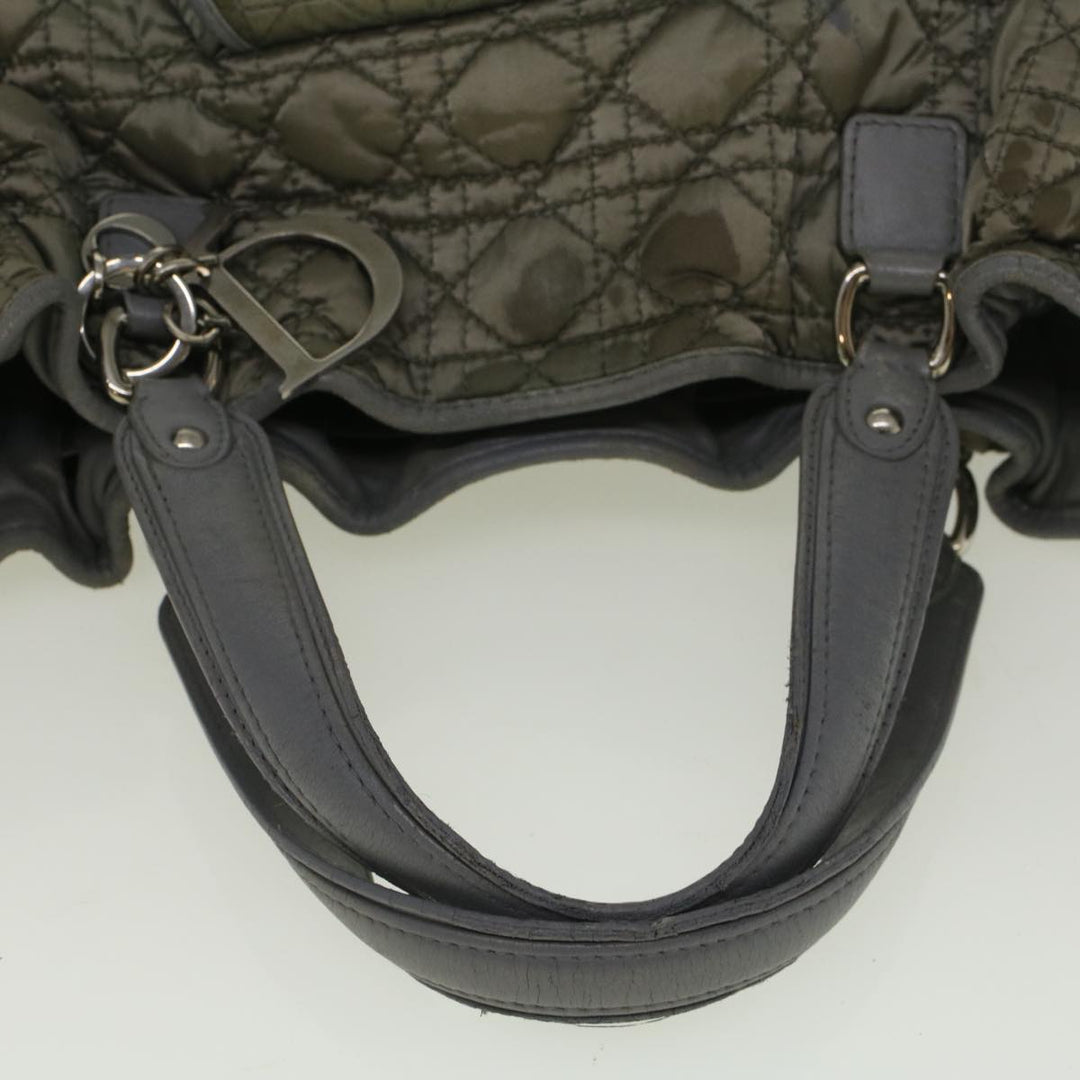 CHRISTIAN Top quality Dior Canage Hand Bag Nylon Gray Auth bs9378