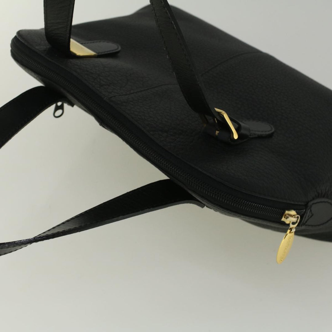 BurberrySs Hand Bag Leather Black Auth bs9530