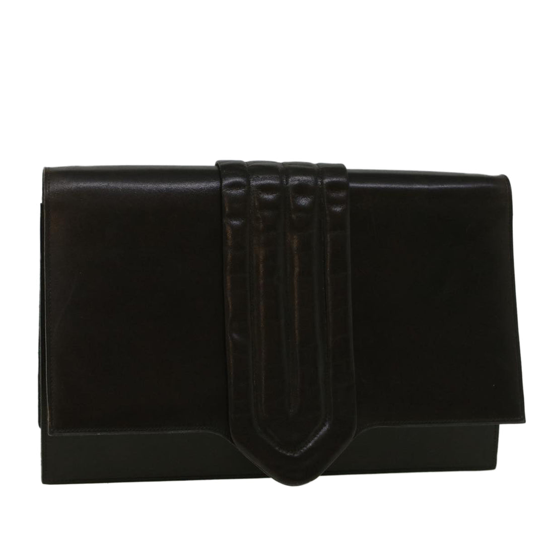 CHRISTIAN Top quality Dior Shoulder Bag Leather Brown Auth bs9547