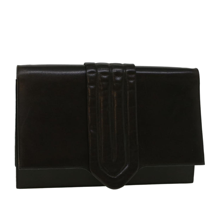 CHRISTIAN Top quality Dior Shoulder Bag Leather Brown Auth bs9547