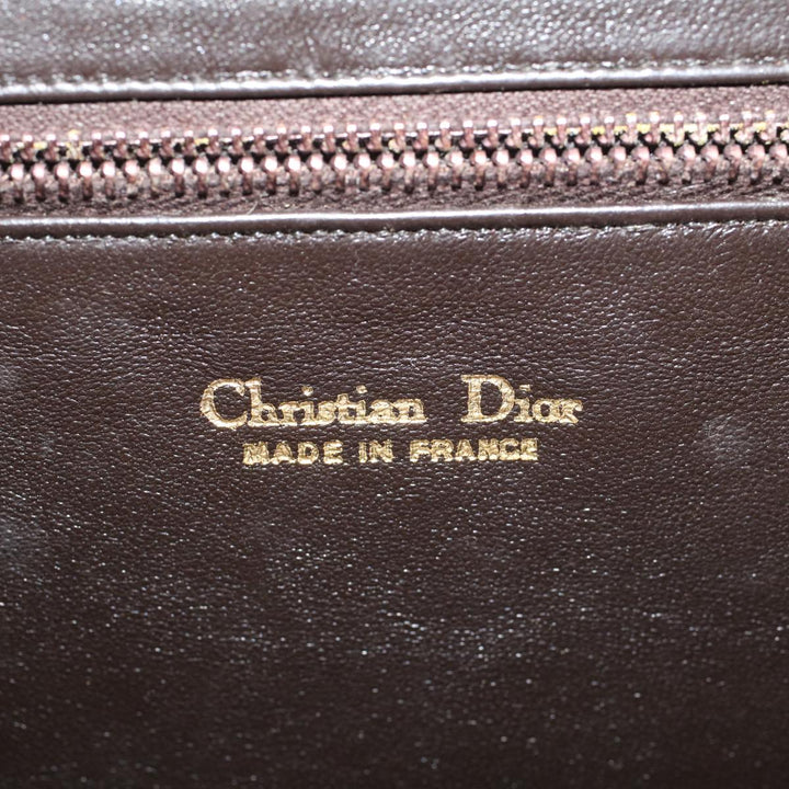 CHRISTIAN Top quality Dior Shoulder Bag Leather Brown Auth bs9547