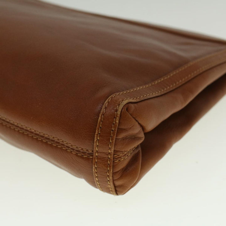Celine Clutch Bag Leather Brown  9584