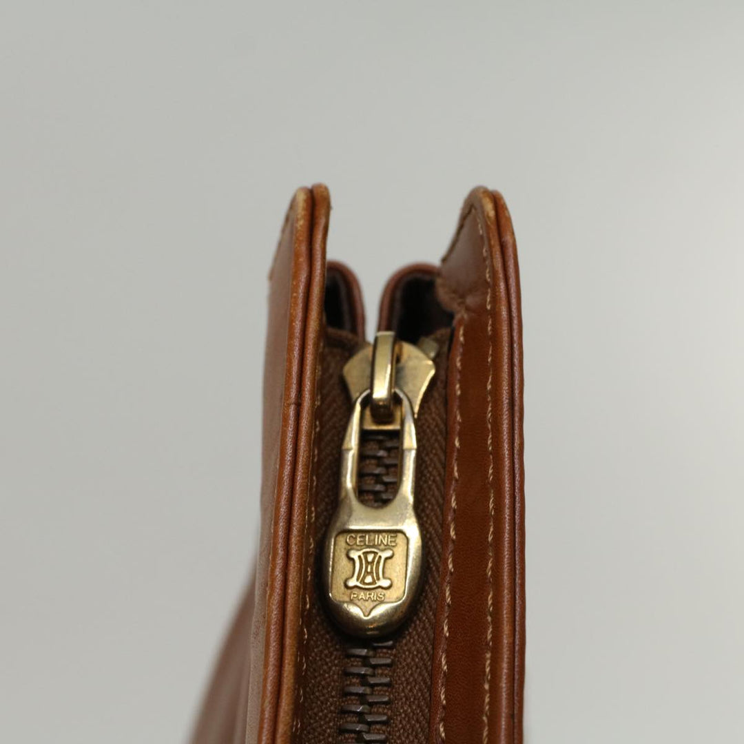 Celine Clutch Bag Leather Brown  9584