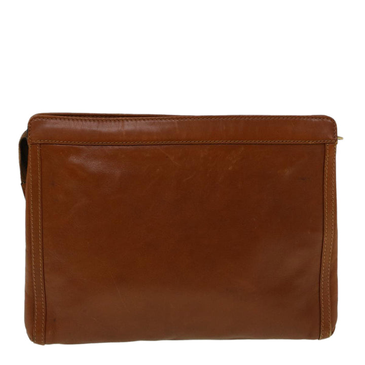 Celine Clutch Bag Leather Brown  9584