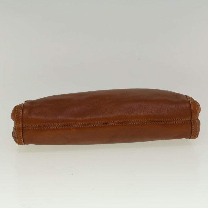 Celine Clutch Bag Leather Brown  9584