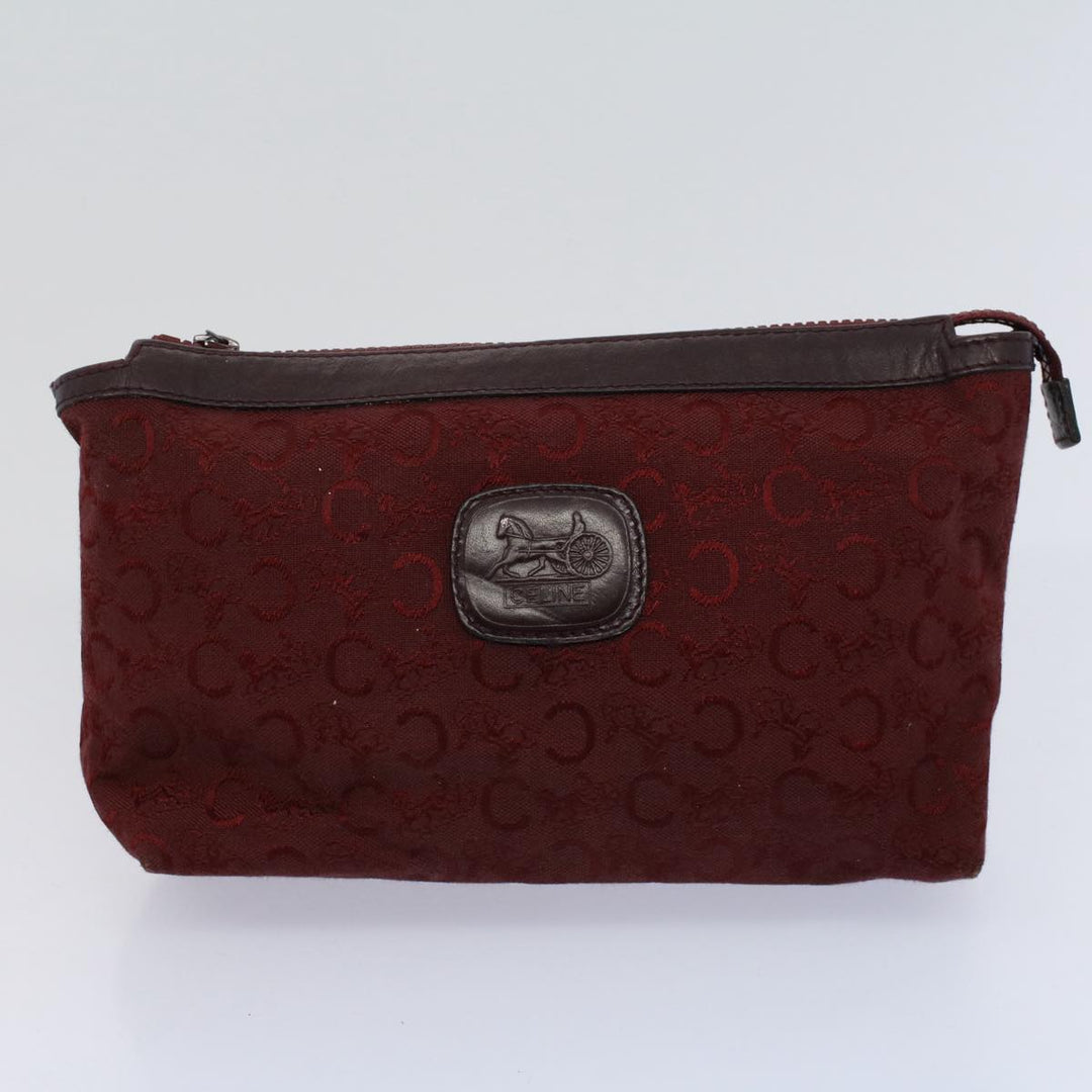 Celine Macadam Canvas Clutch Bag PVC Leather 2Set Red Brown Auth bs9598