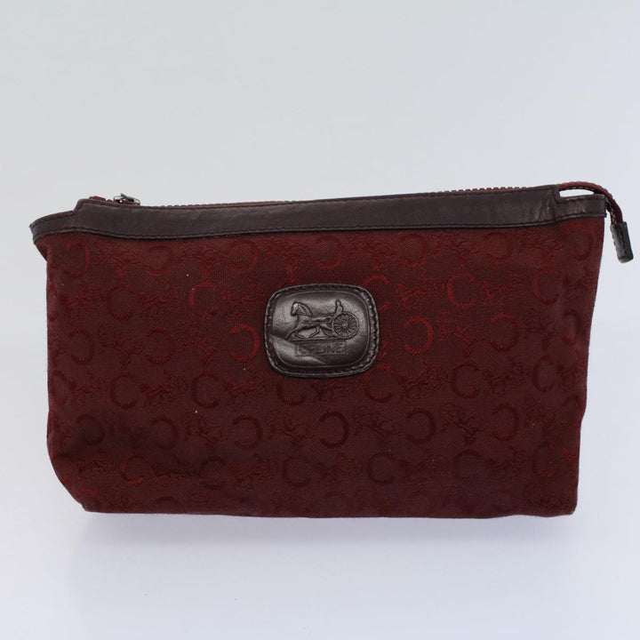 Celine Macadam Canvas Clutch Bag PVC Leather 2Set Red Brown Auth bs9598