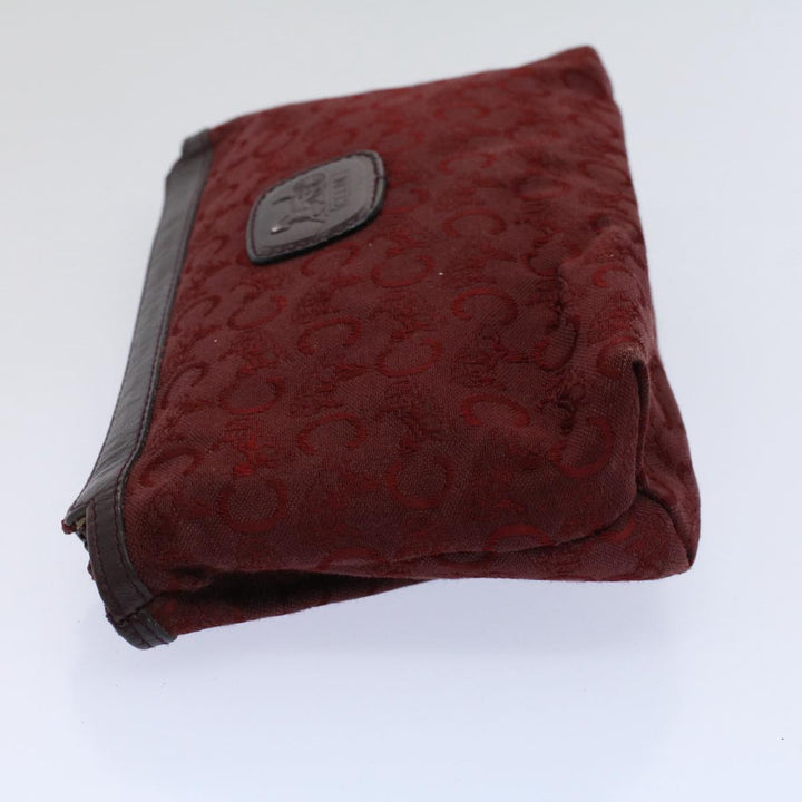 Celine Macadam Canvas Clutch Bag PVC Leather 2Set Red Brown Auth bs9598