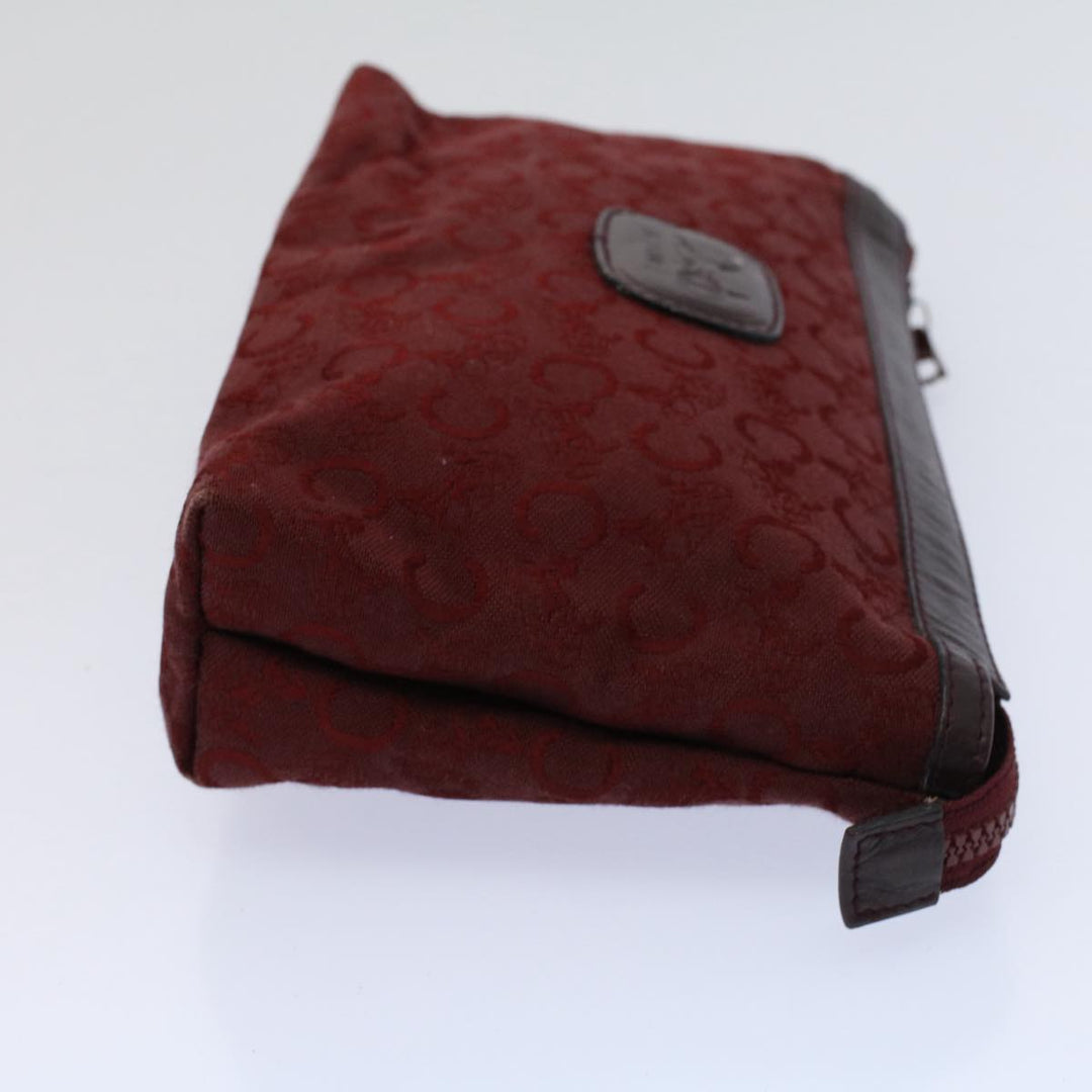 Celine Macadam Canvas Clutch Bag PVC Leather 2Set Red Brown Auth bs9598