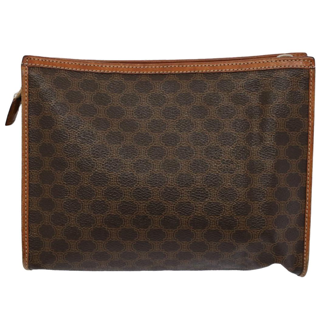 Celine Macadam Canvas Clutch Bag PVC Leather 2Set Red Brown Auth bs9598