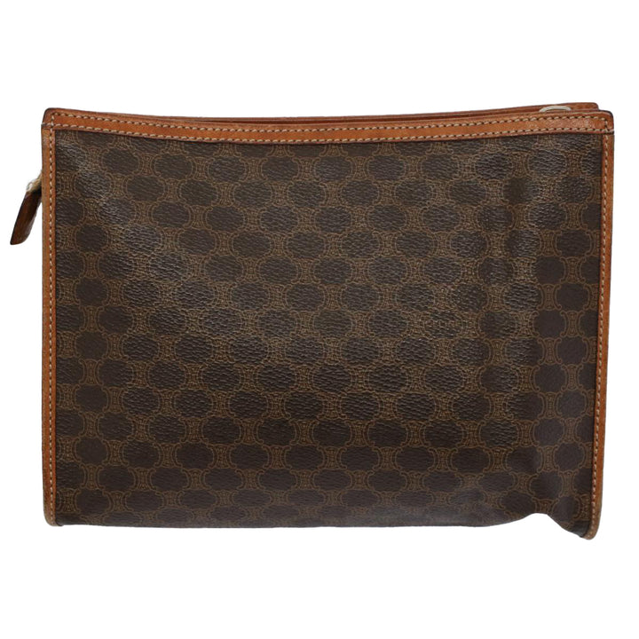 Celine Macadam Canvas Clutch Bag PVC Leather 2Set Red Brown Auth bs9598
